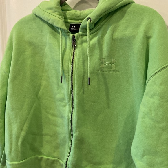 Under Armour Lime Green Crop Zip-Up Hoodie L - Picture 2 of 6